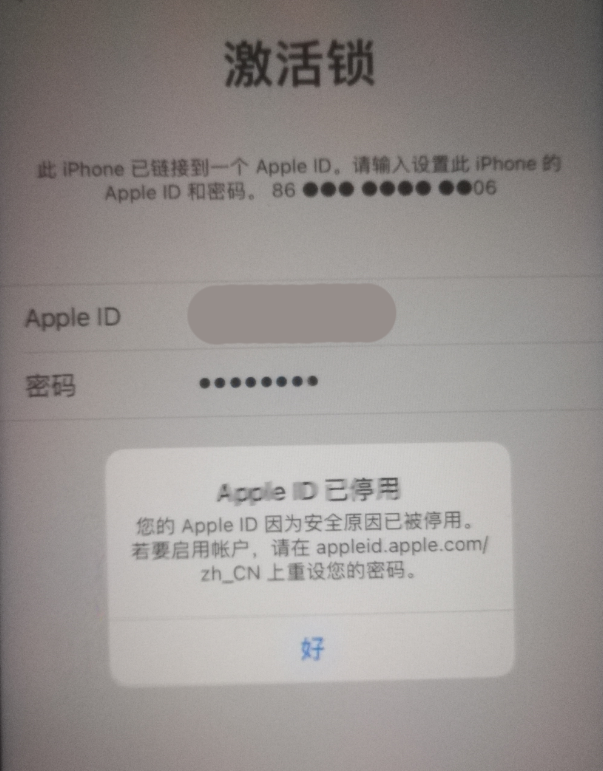 皇桐镇苹果手机维修分享iPhone 12 出现提示“Apple ID 已停用”怎么办 