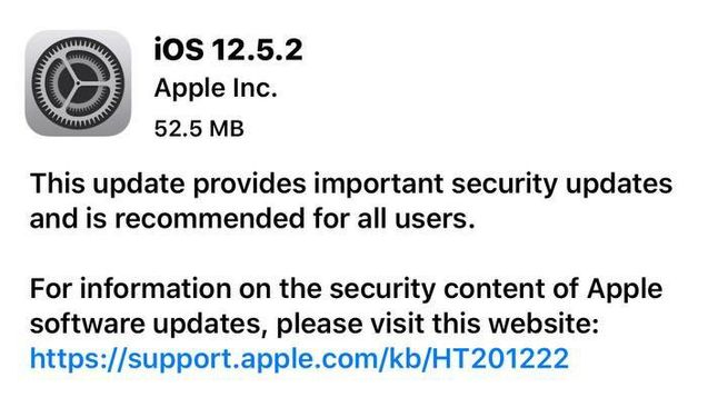 皇桐镇苹果手机维修分享iOS12.5.2发布，建议所有老苹果用户安装 